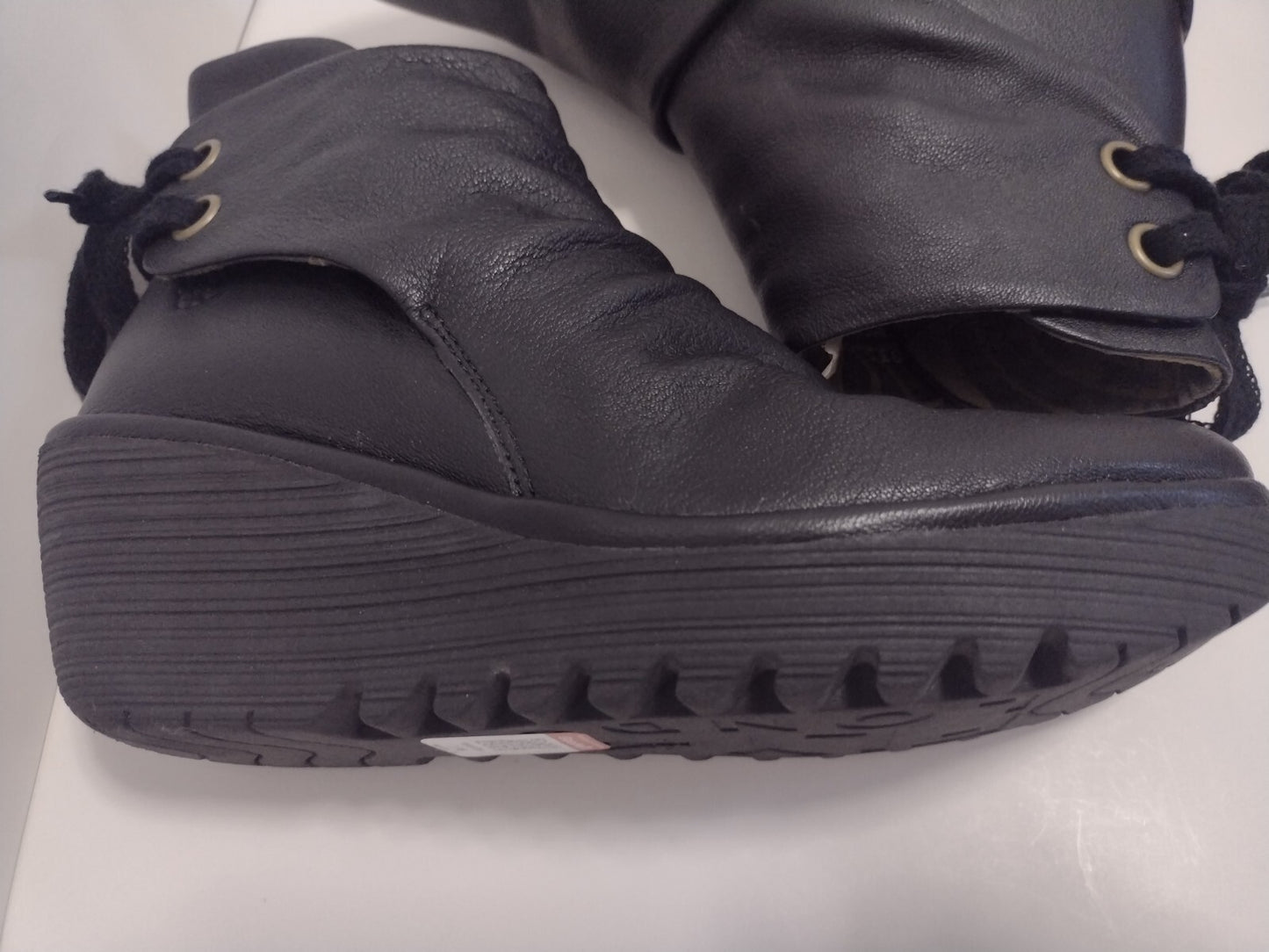FLY London Yama Black Leather Ankle Boots 39 Lace Up Wedge Lug SoleSize: EU 39