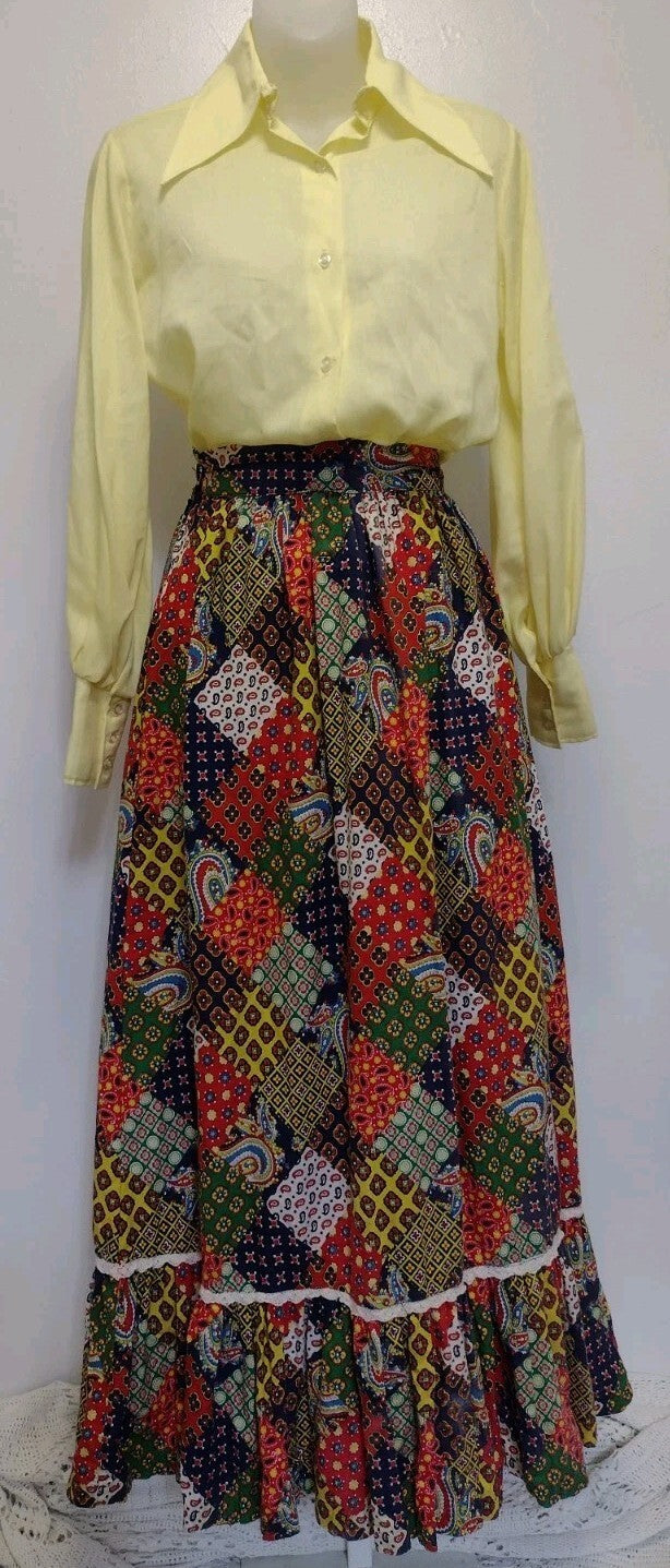 Vintage 1970s Womens Chessa Davis 4 Piece Maxi Skirt Lot Prairie Boho Sears