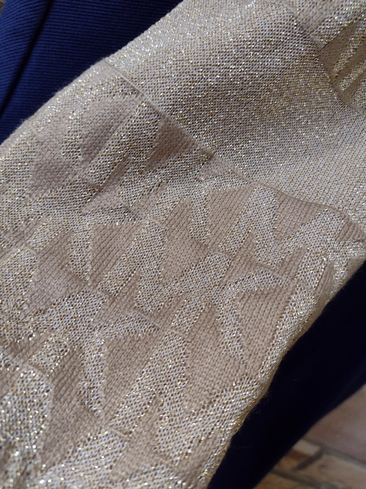 Michael Kors Leggings M + Logo Scarf Set Navy Gold Hardware Designer Bundle