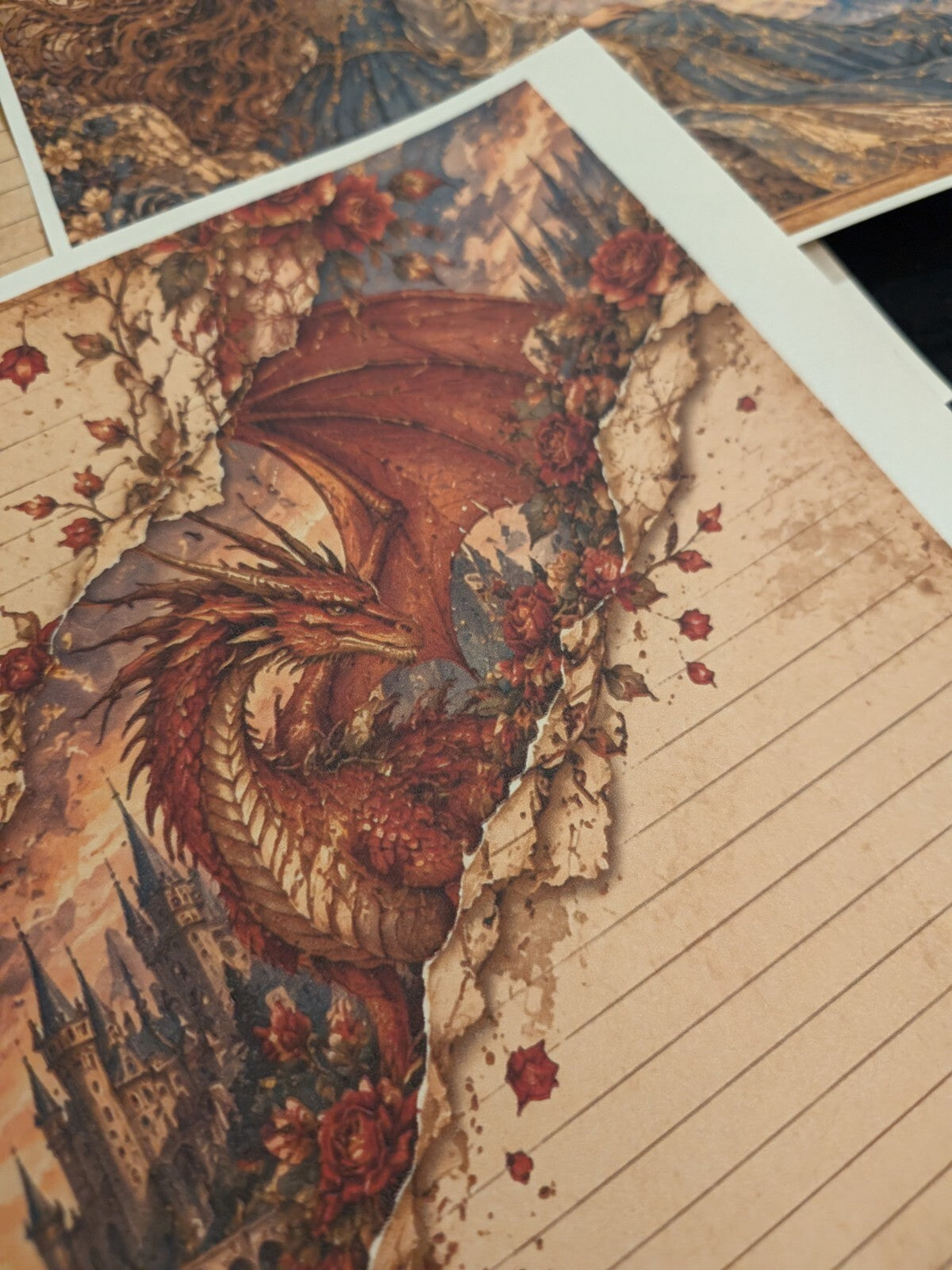 Dragonheart Paper Kit 6pc Dragon Journal Ephemera Fantasy Junk Journal Scrapbook