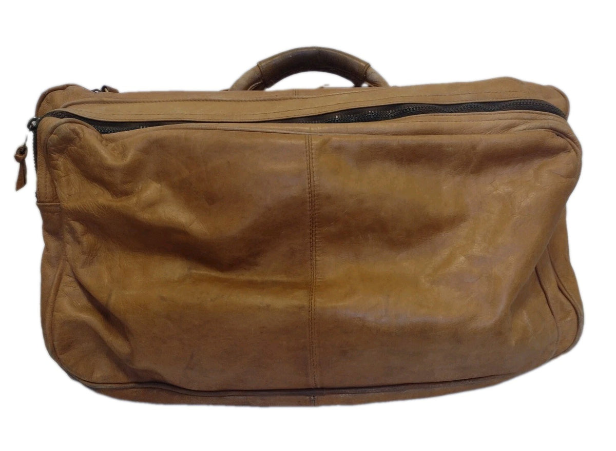 Vintage Boho Leather Weekender Travel Bag Cognac Suitcase Colombia 20in Luggage