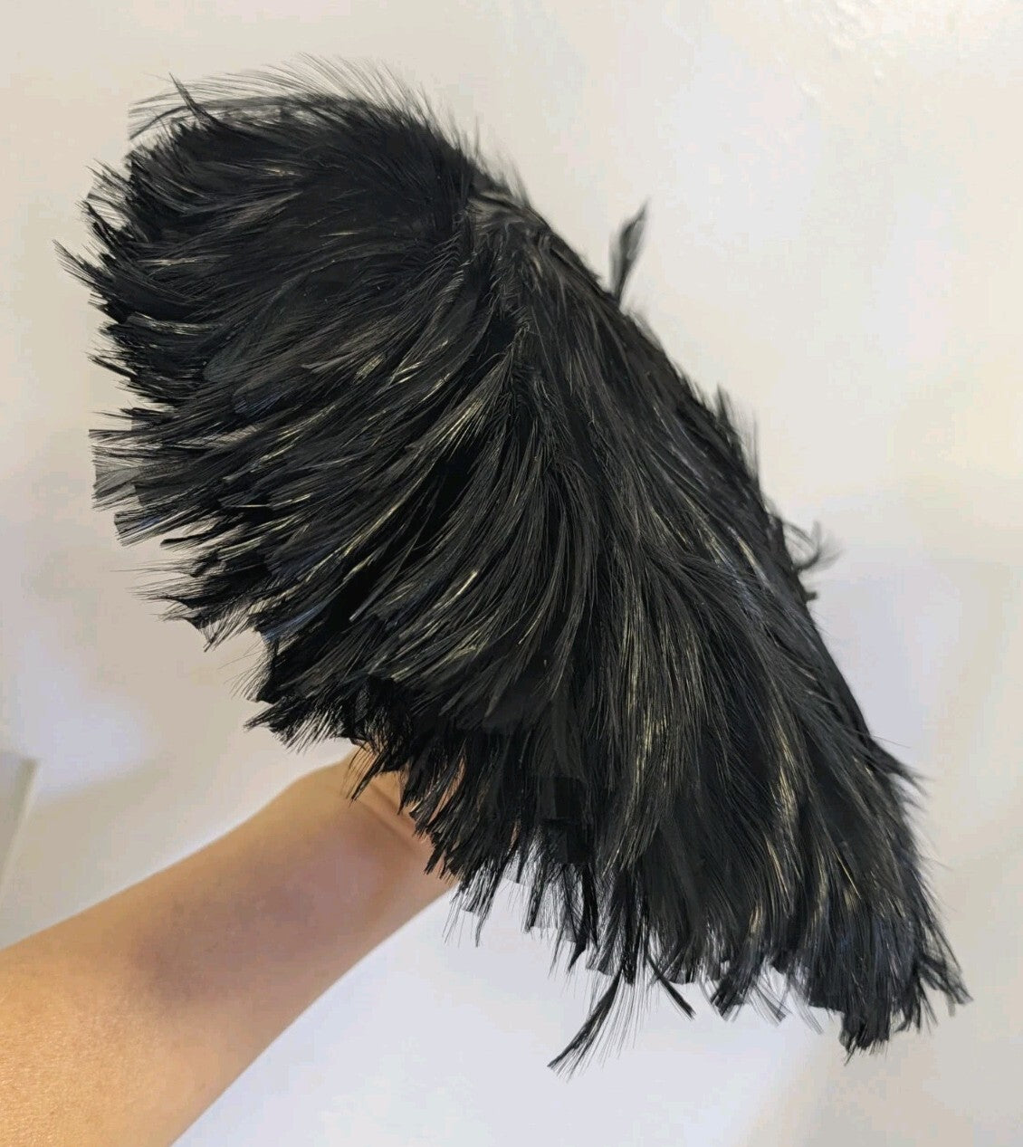 Vintage Feather Hat Black Pillbox Cocktail 1950s 60s Toque Percher Unbranded