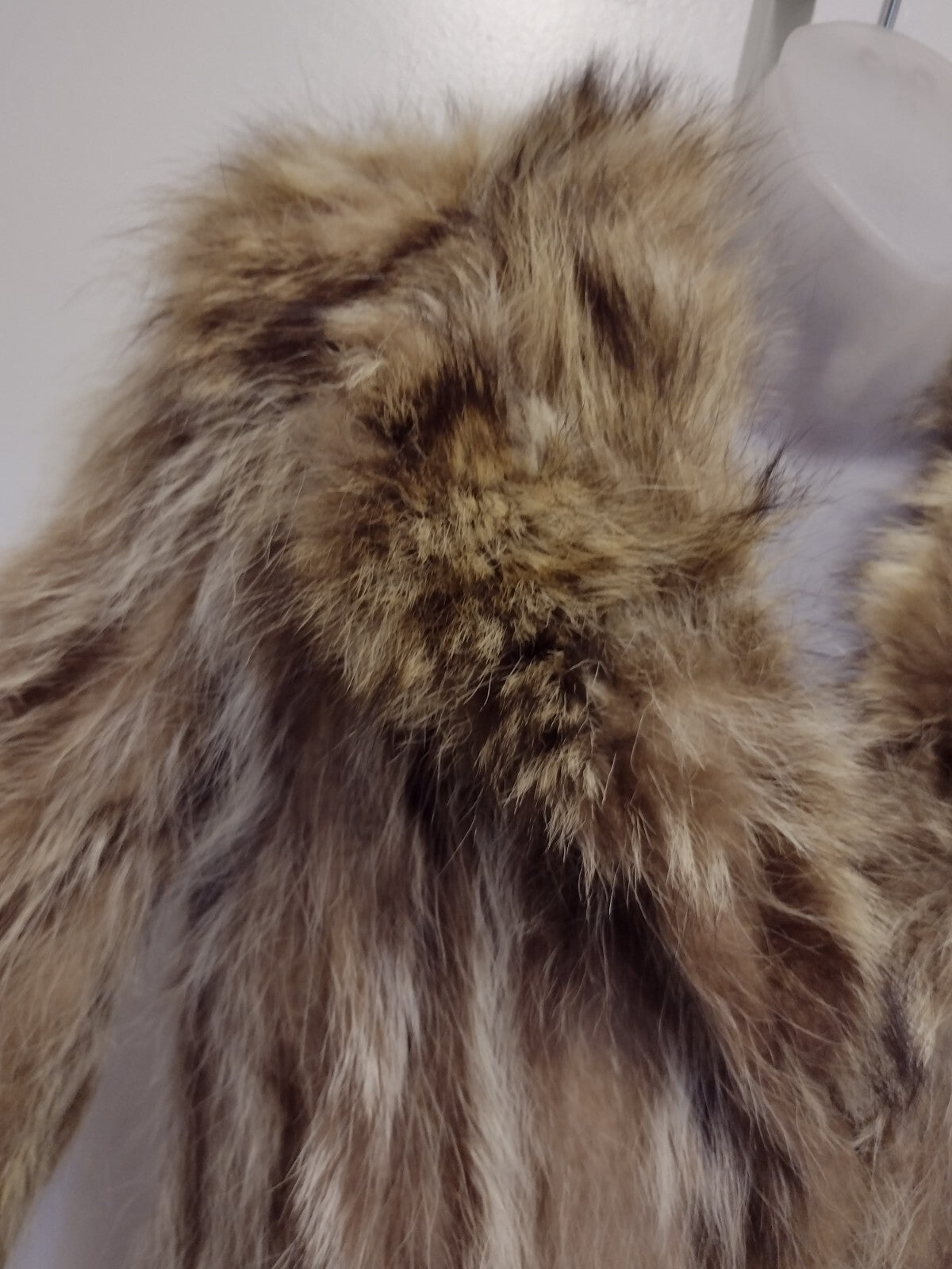 Vintage Coyote Fur Coat Jacket Brown Cream Boho Western 70s S