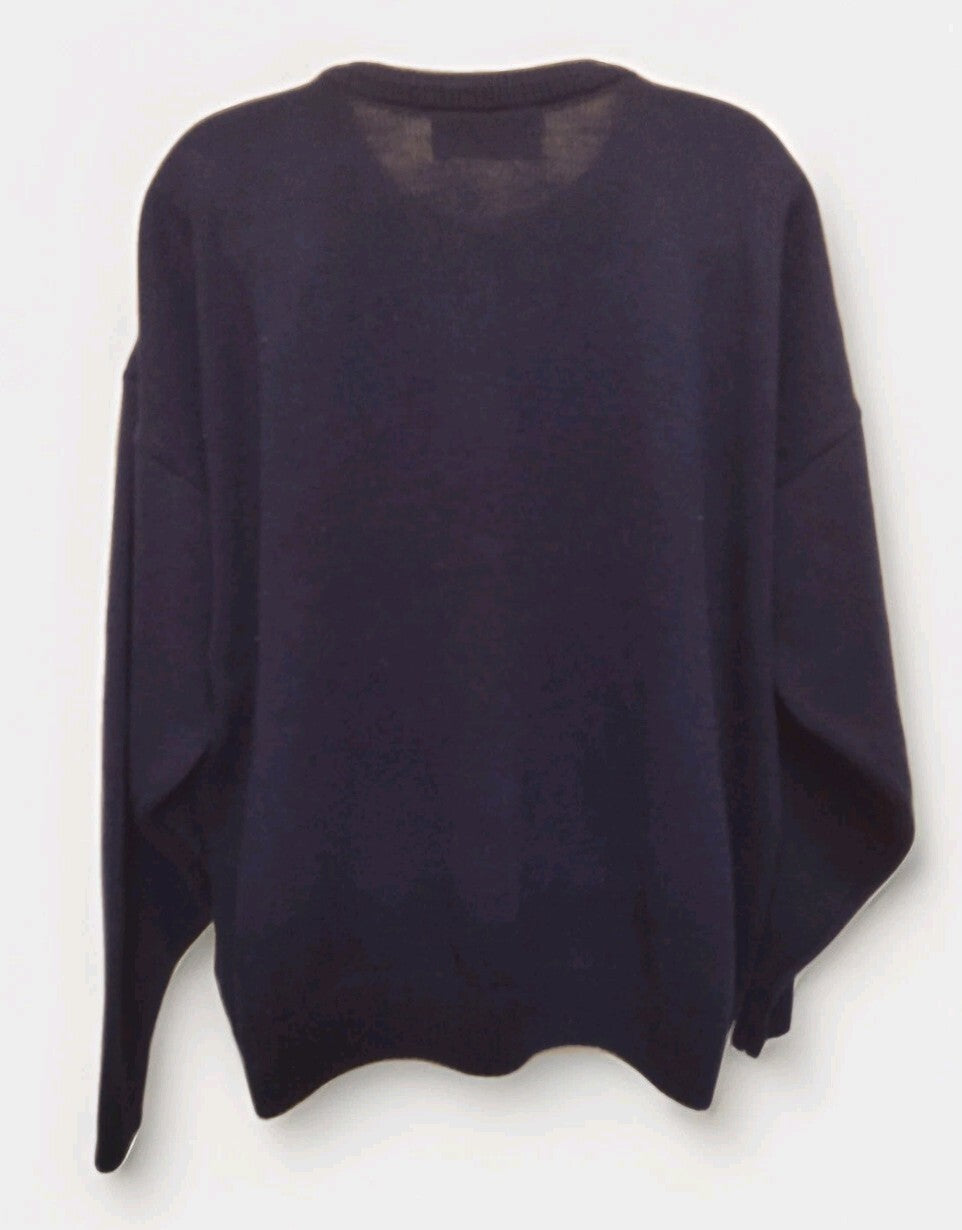 Vintage Blarney Castle Designs Ireland Sweater L Navy Celtic Grandpa Knit
