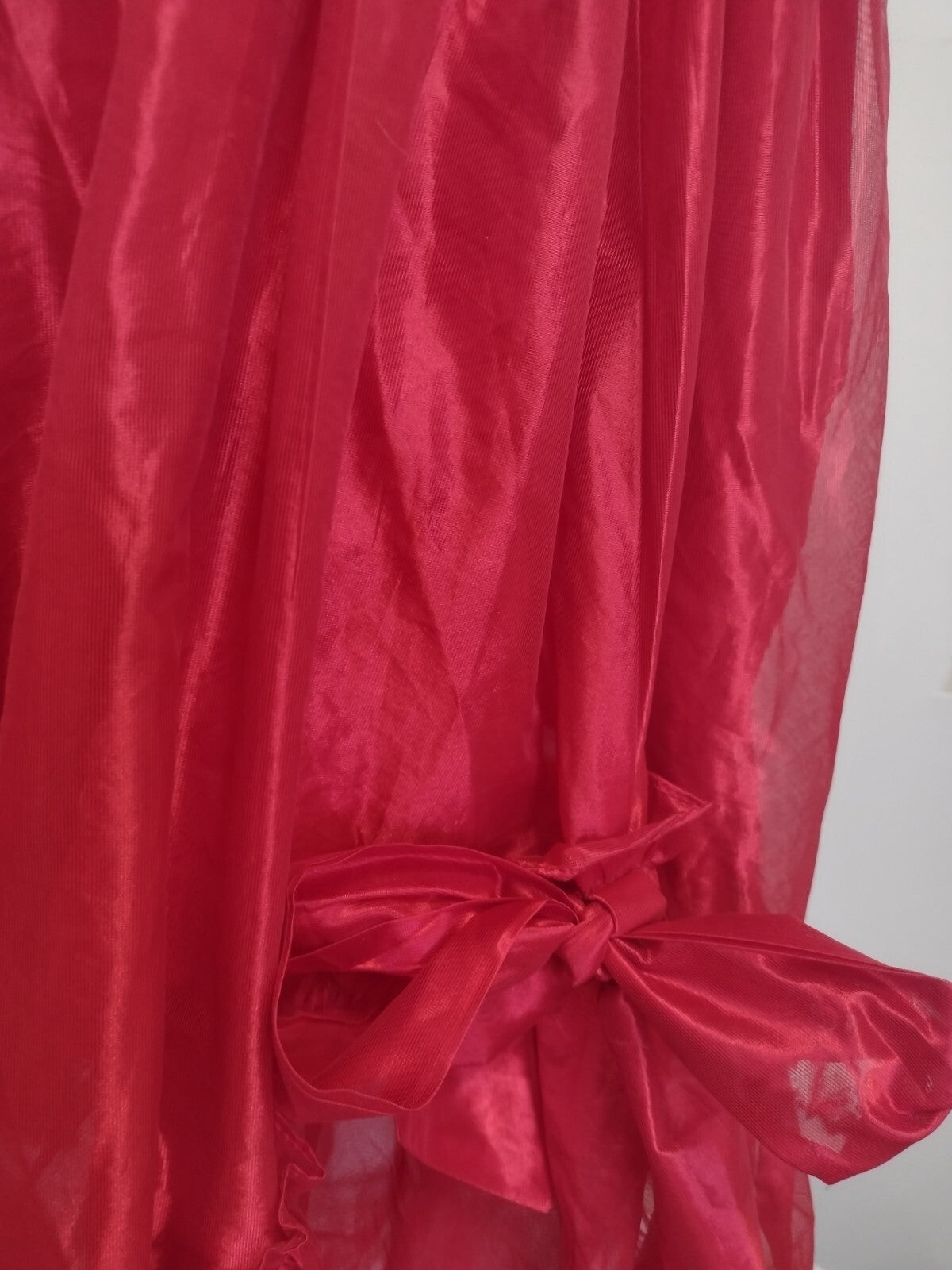 Vintage 80s Red Prom Dress Steppin’ Out Organza Bows High Low Ruffle Gown Sz 9
