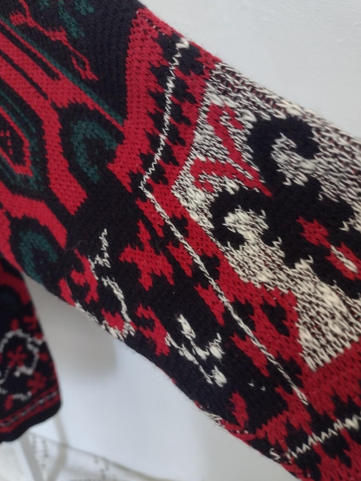Vintage 80s Frascati USA Folk Clover Pattern Sweater Acrylic Women’s Size 40