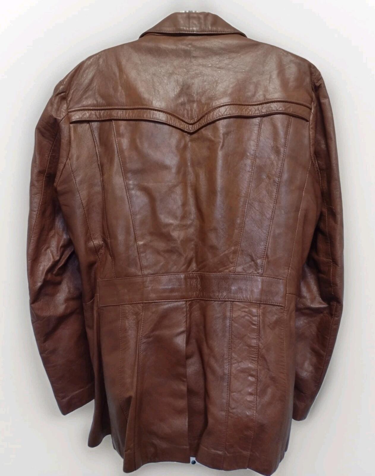 Vintage 70s Bernardo Mexico Leather Jacket 46 Cognac Brown Western Style