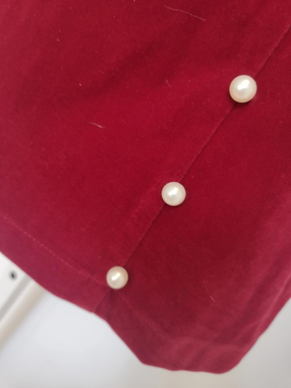 Wine Velvet Pearl Embellished Mini Dress Korean M XS‑S Victorian Inspired