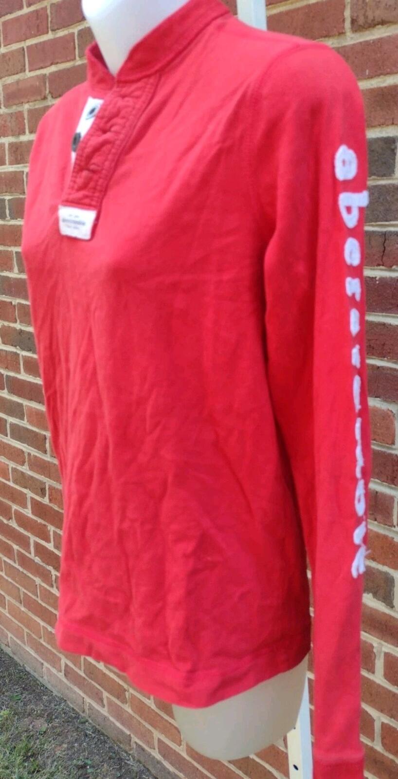 Abercrombie Kids XL Red Henley Top Logo Sleeve Y2K Fitted Women Girls