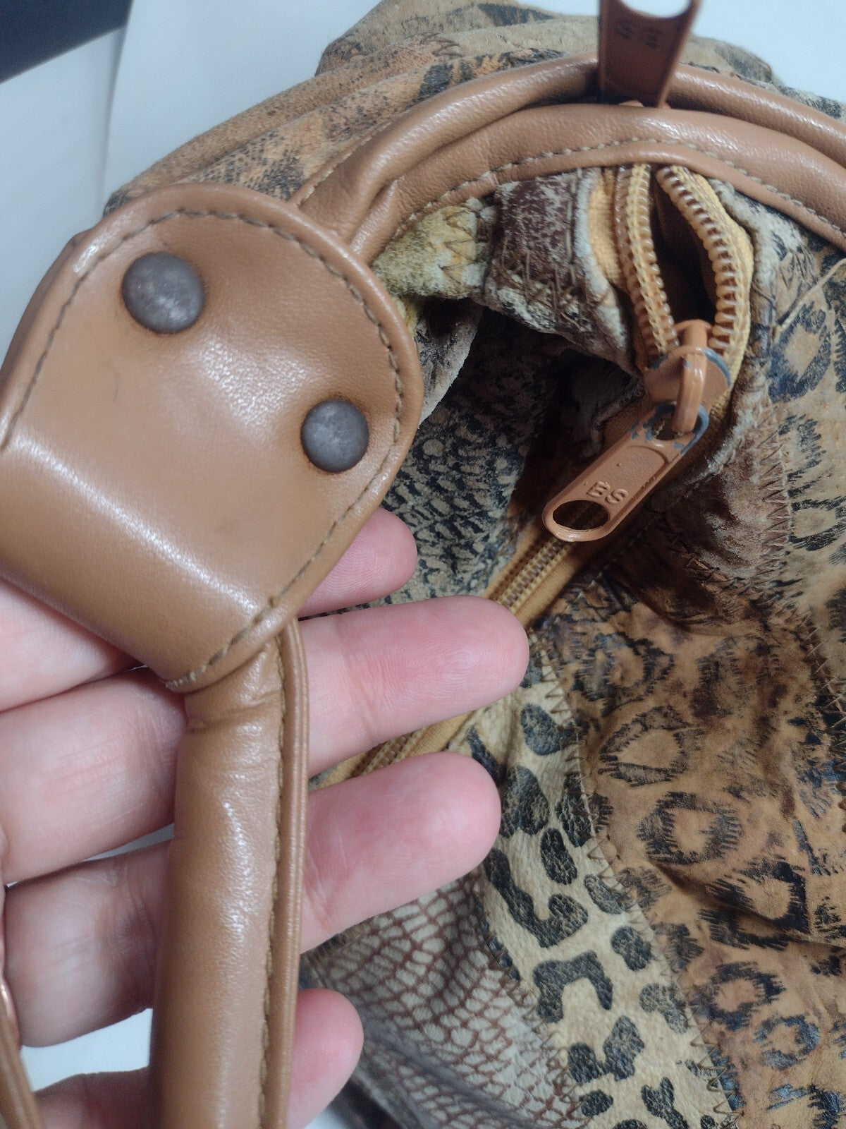 Y2K Patchwork Suede Leather Hobo Bag Animal Print Boho Oversized Weekender