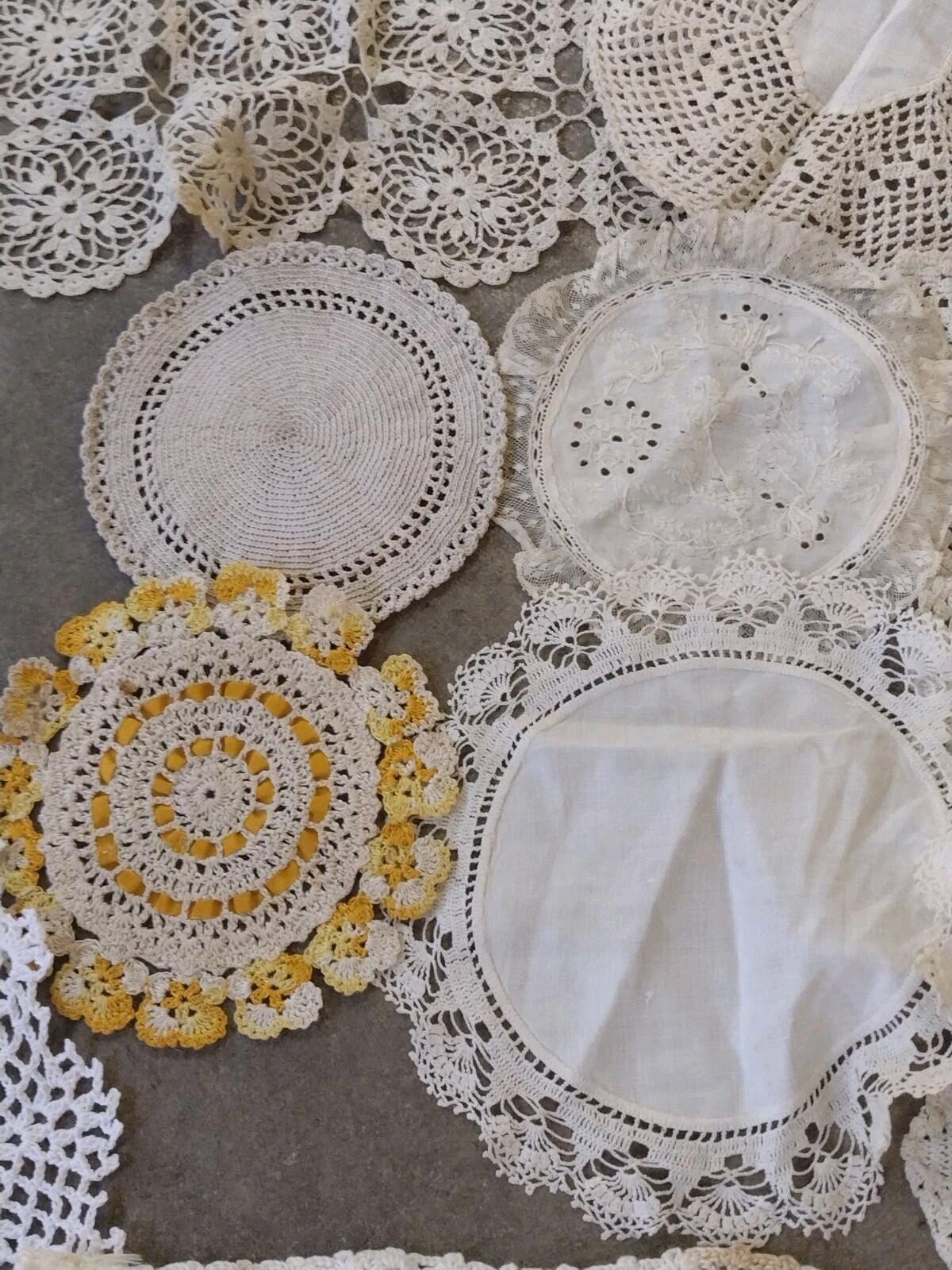 Antique & Vintage Textile Lot 58pc Linens Lace Nightgown Bonnet Dress Estate