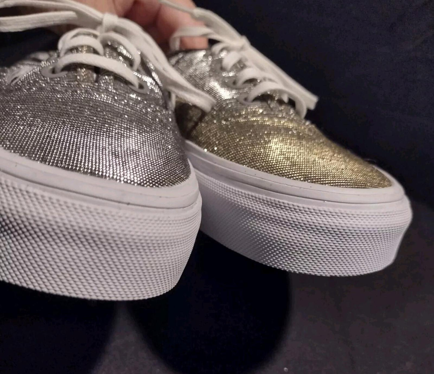 Vans New Gold Silver Glitter Sneakers Women's Sz 5 Men's Sz 3.5 Y2k
