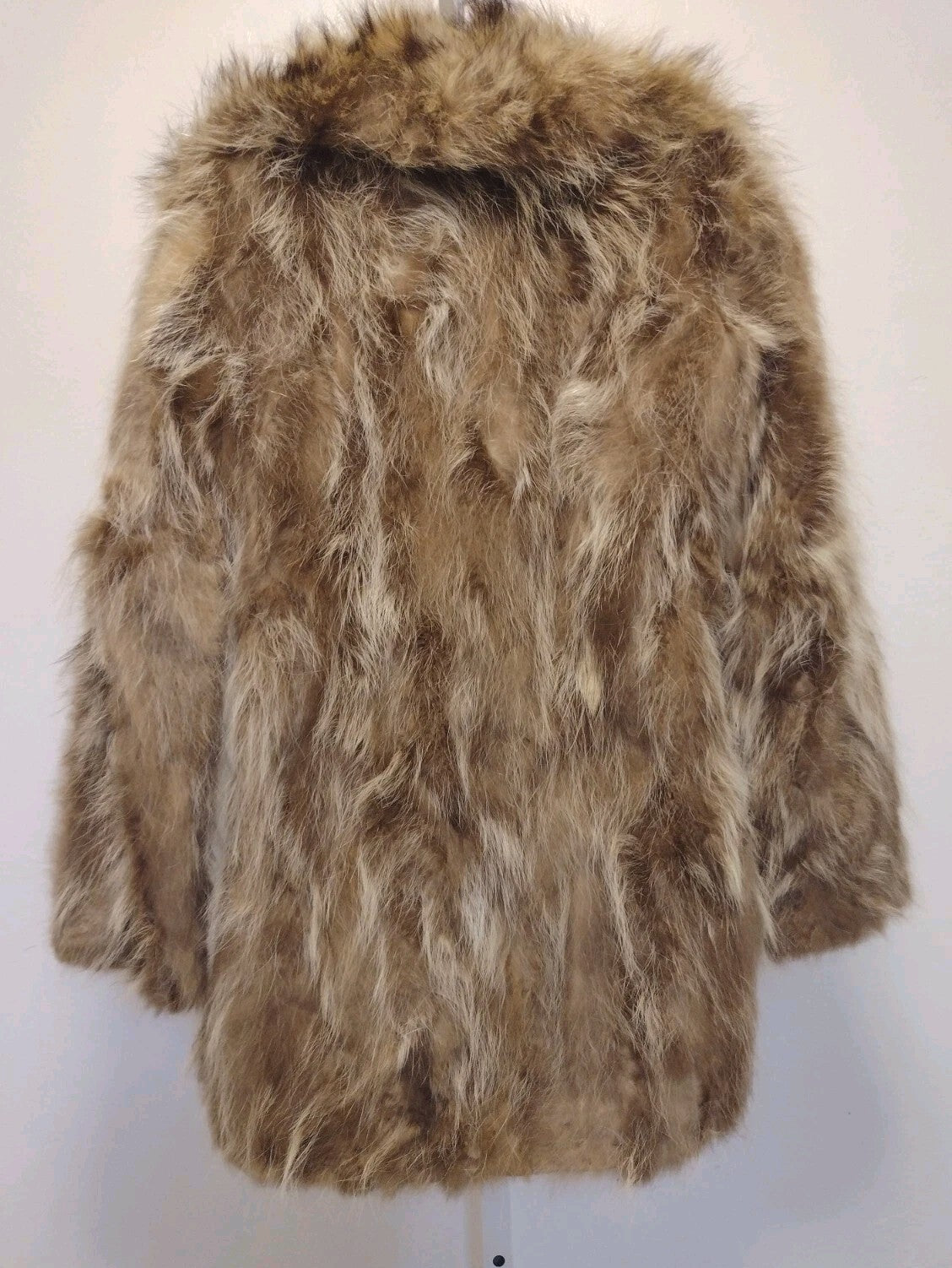Vintage Coyote Fur Coat Jacket Brown Cream Boho Western 70s S