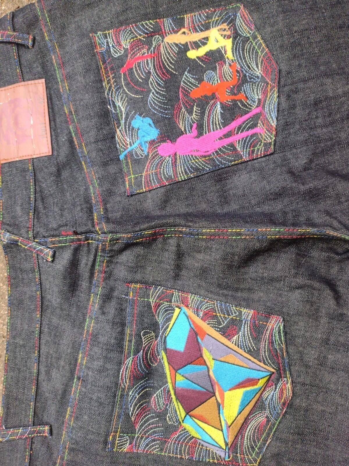 42/32 Rare RMC Ksohoh Embroidered Rainbow Stitch Jeans Japan