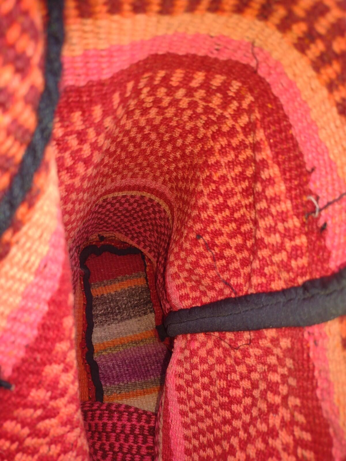 Vintage Handwoven Boho Backpack Wool Tassel Artisan Festival