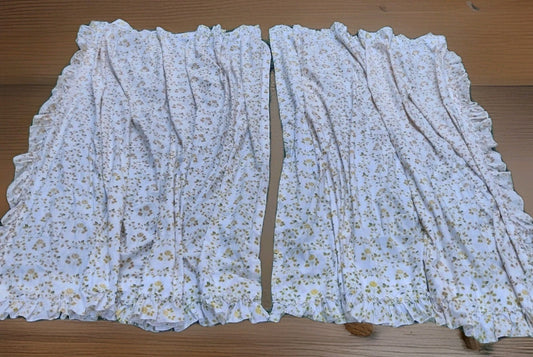 Vintage 70s Priscilla Curtains Floral Ruffle Tie Back Cottagecore Prairie 72x72