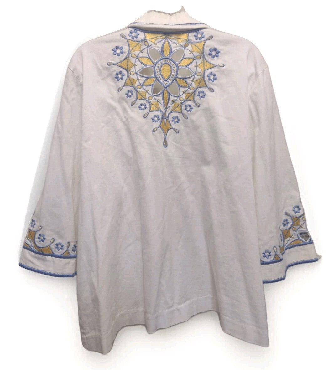 Art To Wear Maximalist Boho Embroidered Cutwork Jacket 1X Bob Mackie Wearable Ar