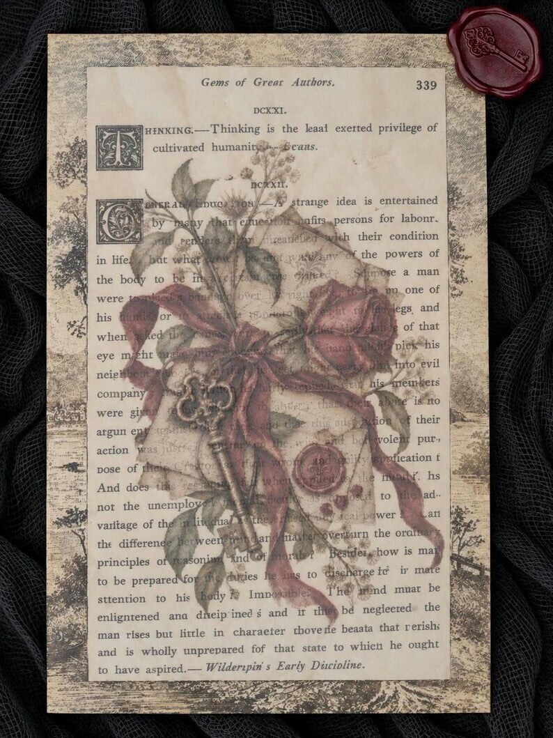 Gothic Ephemera Art Cards Stickers Dark Academia Victorian Book Page Apothecary
