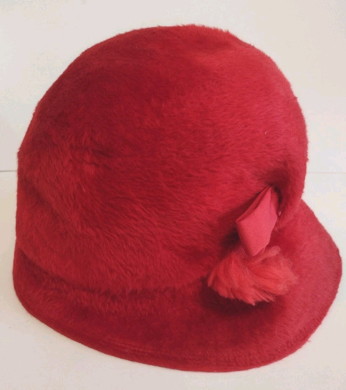 Vintage 1960s Mr Kurt Red Fur Felt Toque Hat Martelle West Germany Mod