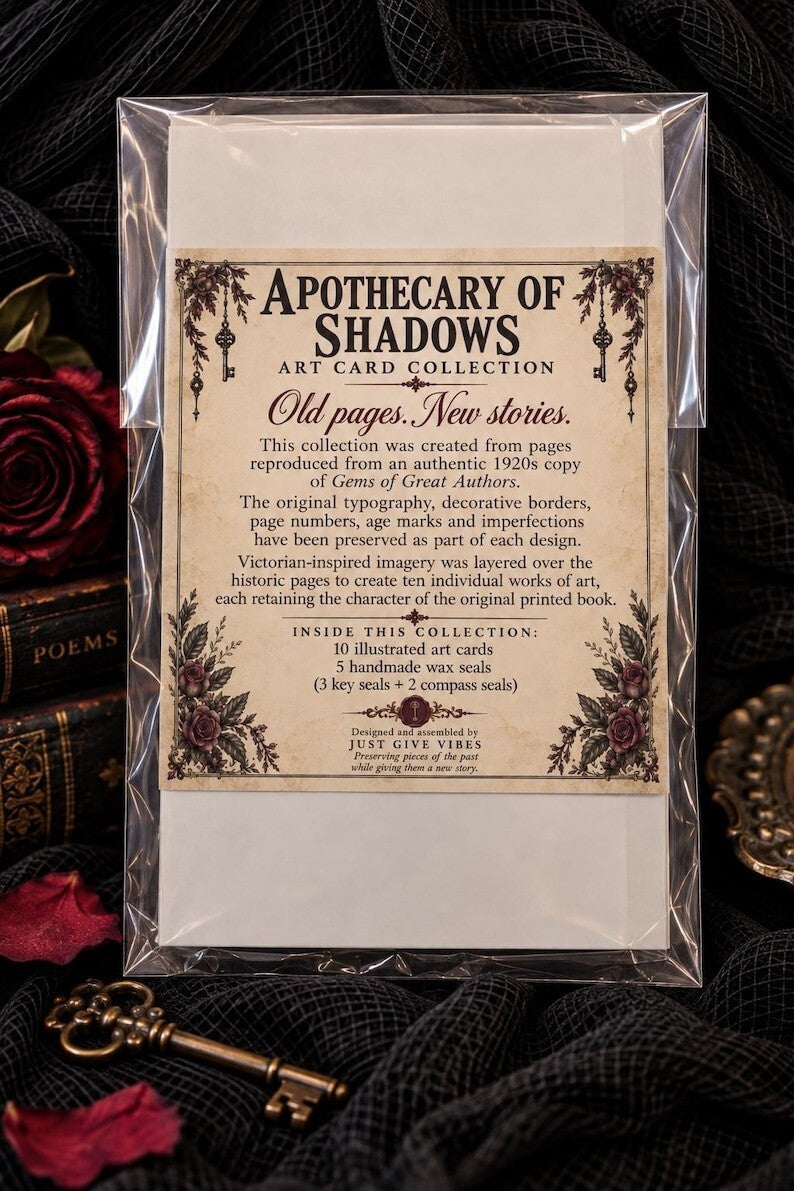 Gothic Ephemera Art Cards Stickers Dark Academia Victorian Book Page Apothecary