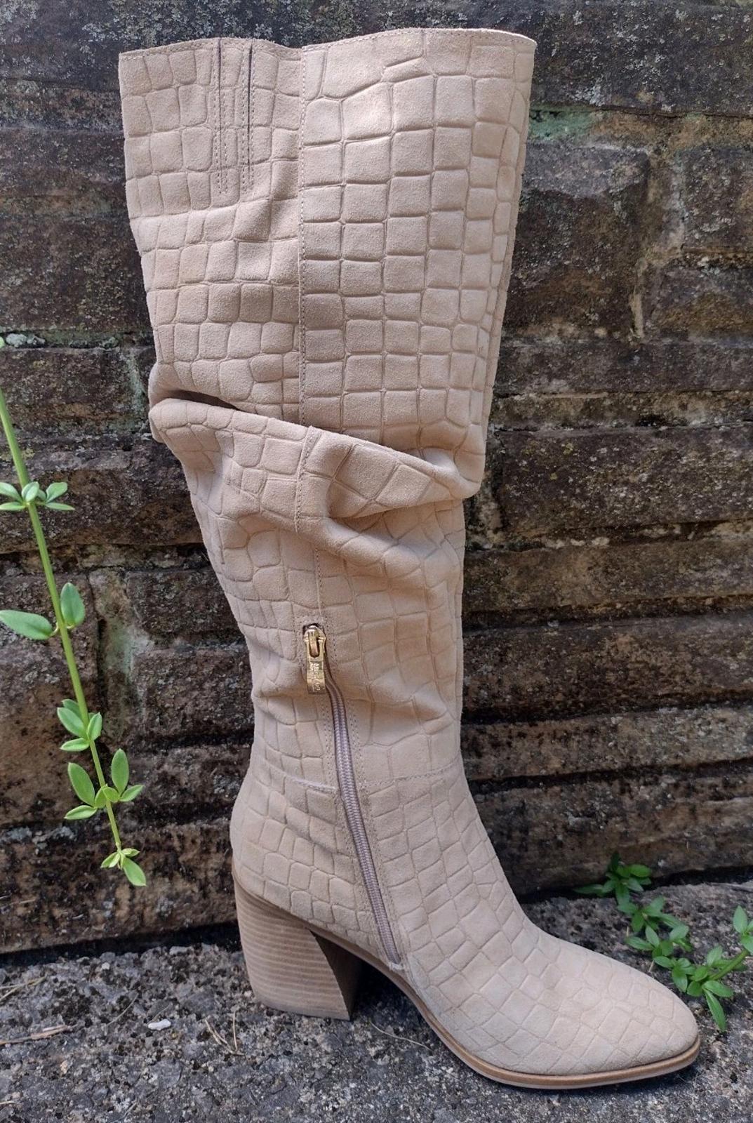 Michael By Michael Shannon New Millie Beige  Croc Embossed Suede Size 8.5