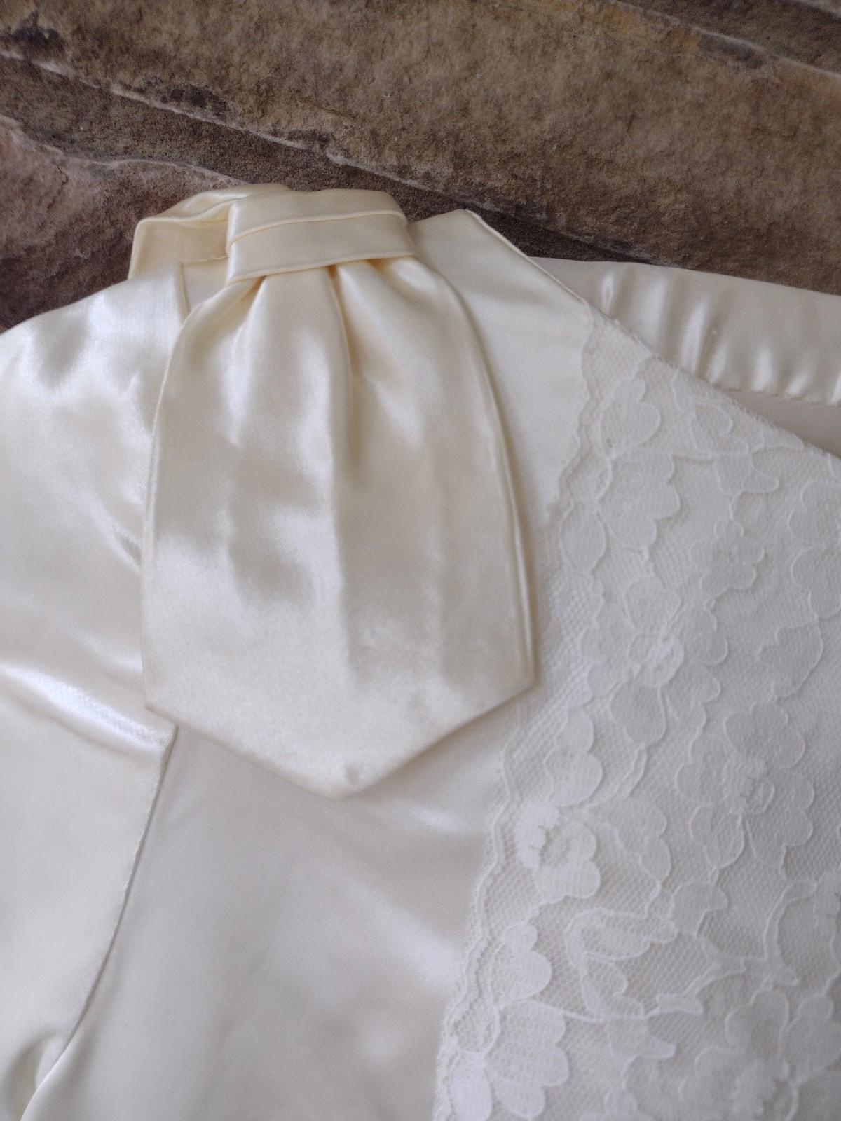 🔥 VTG 1960s Custom Catherine Chappell Ivory Satin Wedding Dress w/ Capelet