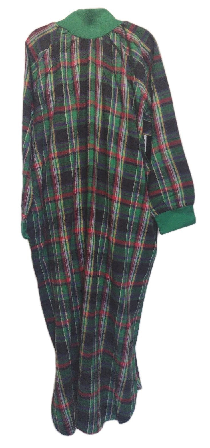 Vintage Anthony Richards 1X Plaid Flannel Nightgown 100% Cotton Maxi Half Zip