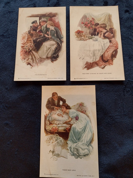 Antique 1911 Harrison Fisher Postcards 189 190 191 Romance Series Lot of 3