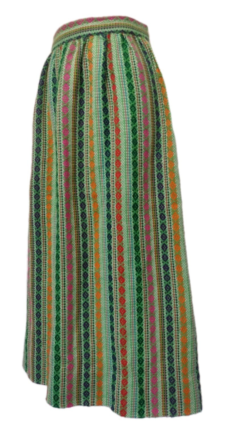 Vintage 70s Woven Boho Skirt XS 23.5 Waist Geometric Folk Talon Zip