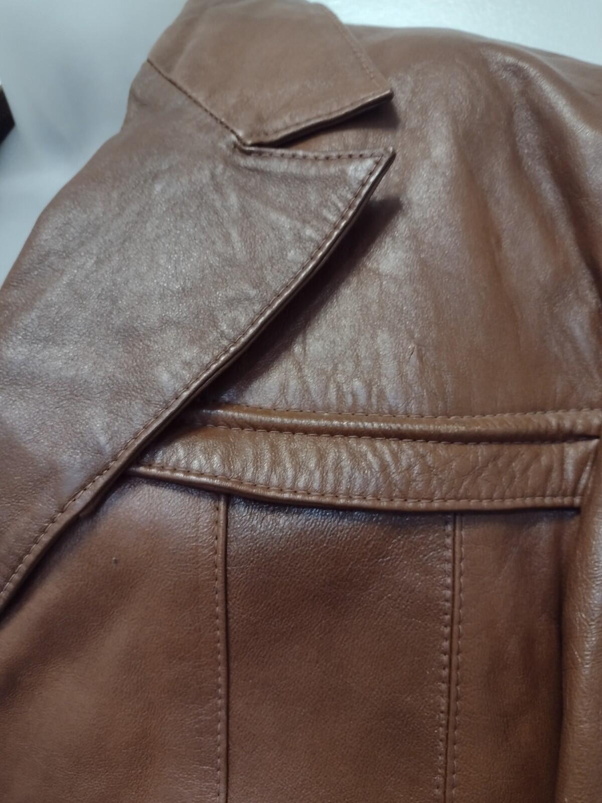 Vintage 70s Bernardo Mexico Leather Jacket 46 Cognac Brown Western Style