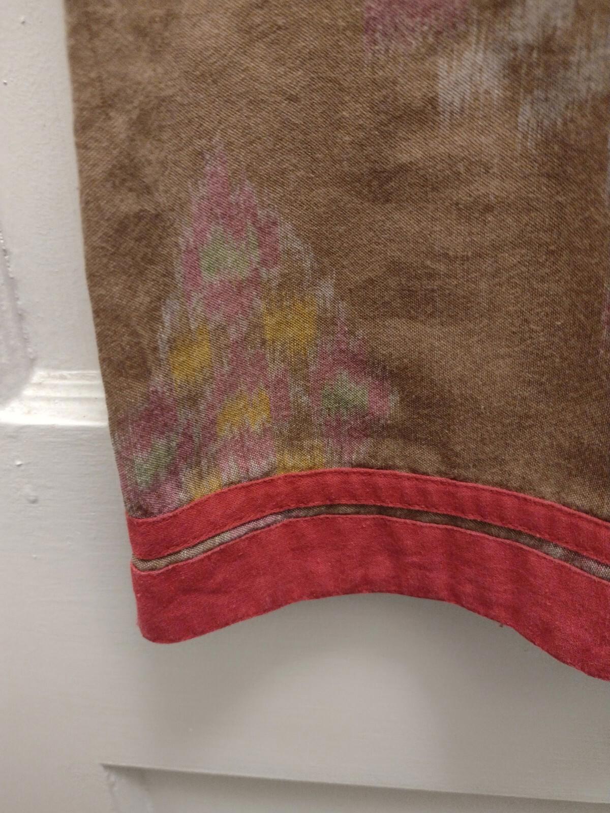 Sheridan French Brown And Fuchsia Dress Sz M Ikat Pattern Cotton Breathable
