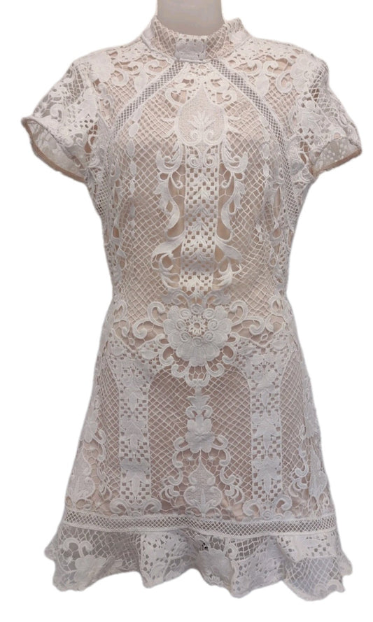 Superdown Lace Mini Dress Open Back White Bridal Cocktail Coquette Large