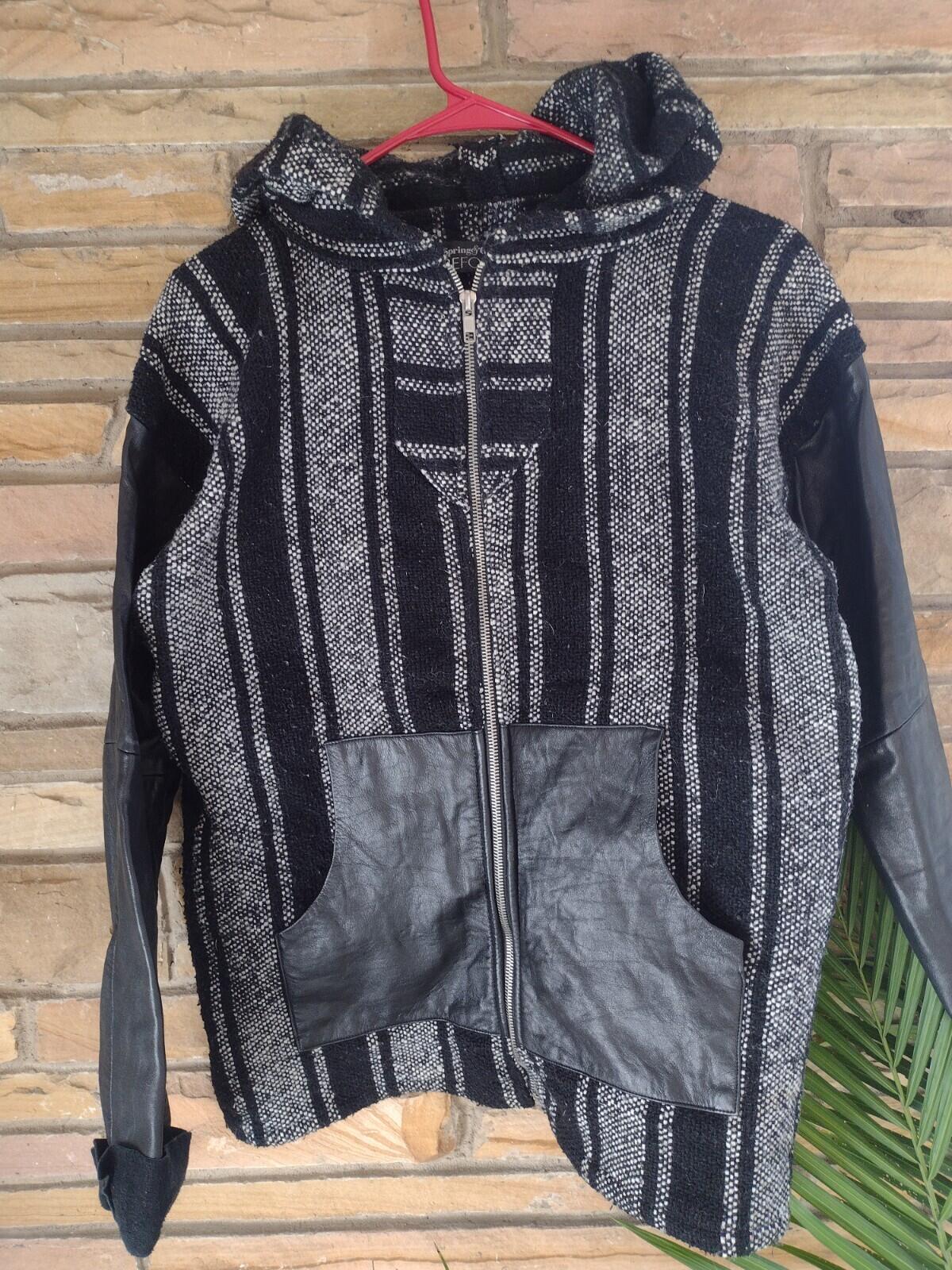 Reformation Spring & Clifton East Deck Baja Leather Jacket Black And White Sz M