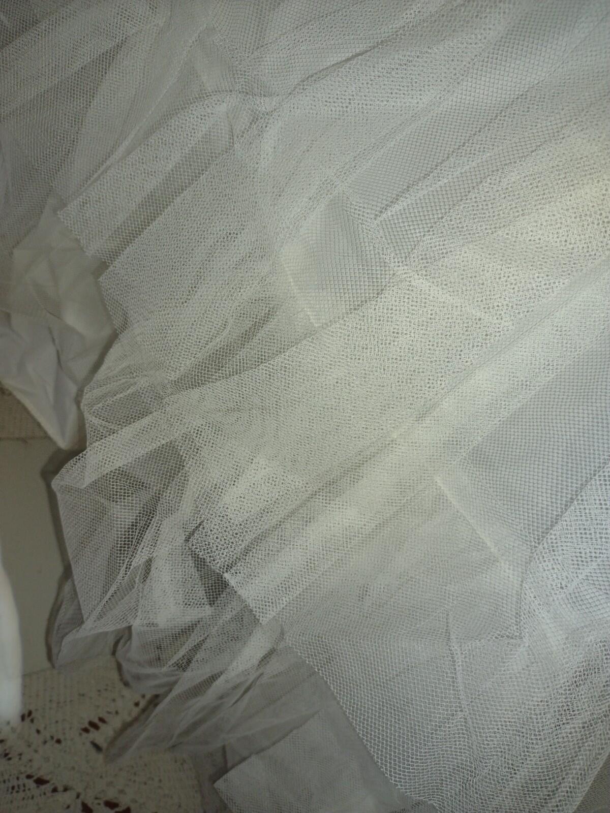 Vintage 50s Ele‑Sue Full Length Nylon Petticoat Slip White Tiered Net Size 10