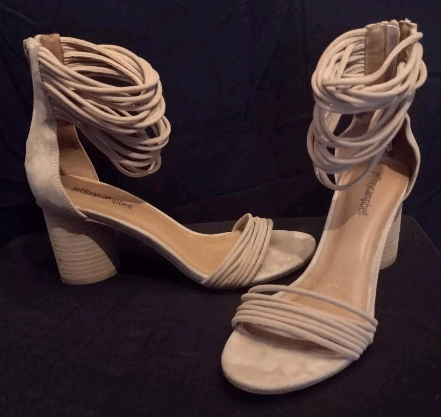Jeffrey Campbell Tan Pallas Rope Heels Ankle Strap  Sandals Sz 7.5