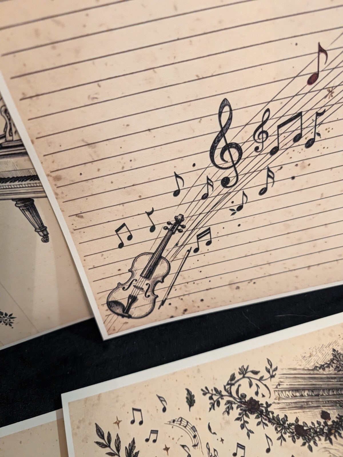 Music Paper Kit 6pc Gothic Journal Ephemera Victorian Junk Journal Scrapbook