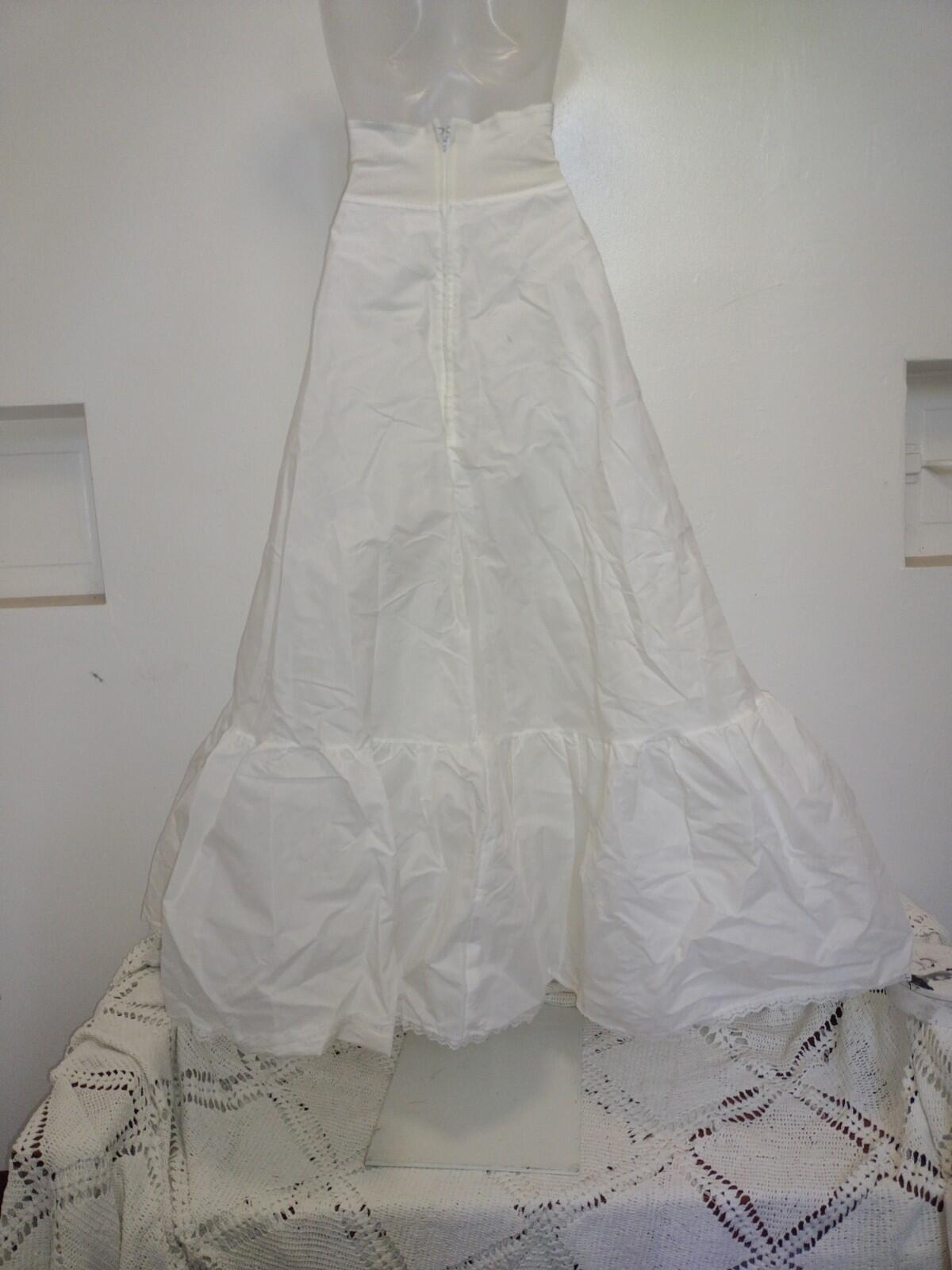 Vintage 50s Ele‑Sue Full Length Nylon Petticoat Slip White Tiered Net Size 10