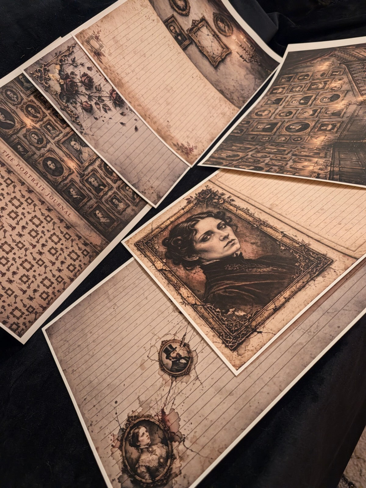 Portrait Paper Kit 6pc Gothic Journal Ephemera Victorian Junk Journal Scrapbook