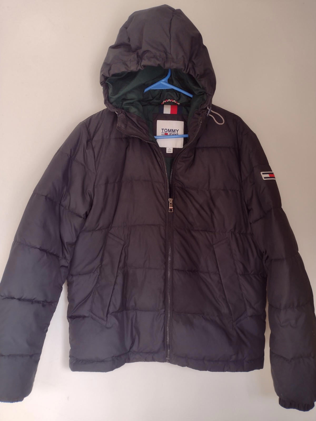 Vintage 2006 Tommy Hilfiger Tommy Jeans Puffer Jacket XS Blue Hood Rare Y2k