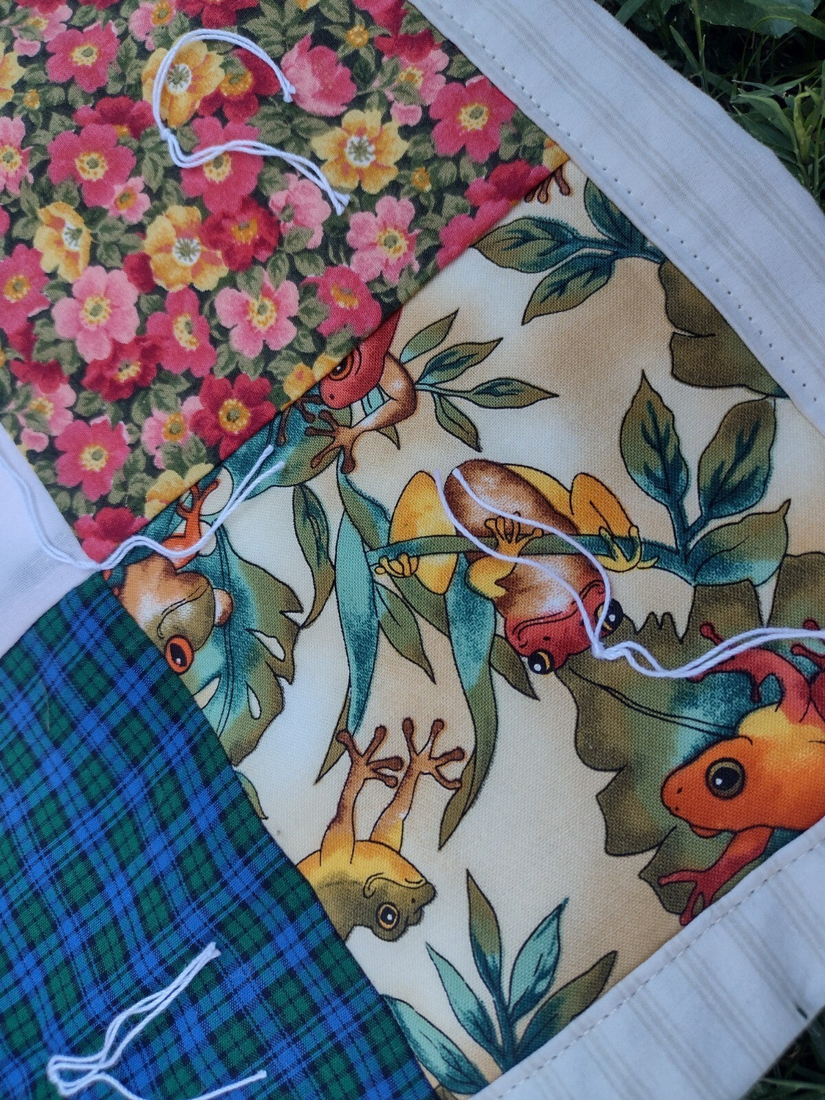 Set of 2 Handmade Quilts Twin Full Patchwork Floral Hand Tied Cottage Country
