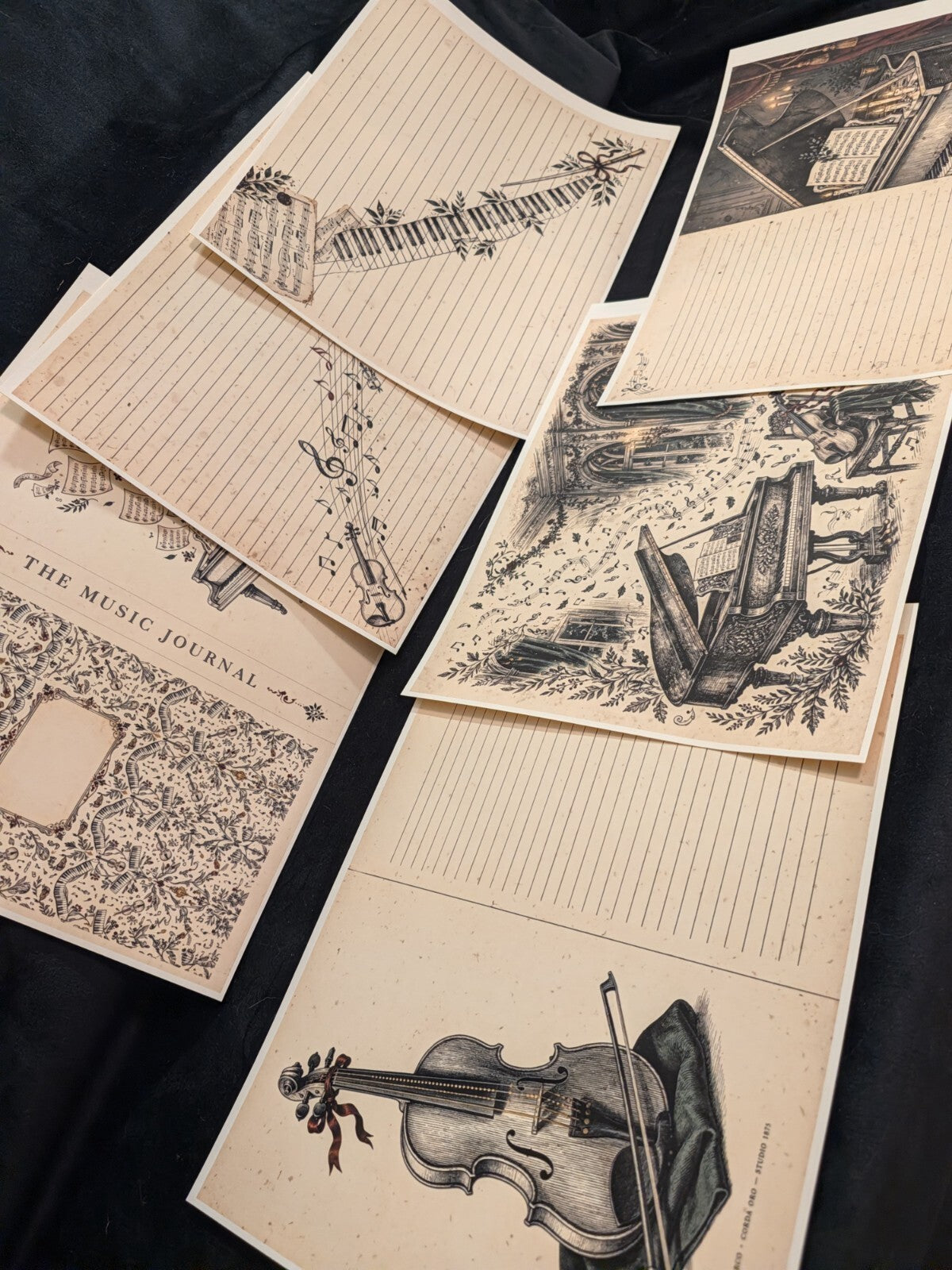 Music Paper Kit 6pc Gothic Journal Ephemera Victorian Junk Journal Scrapbook