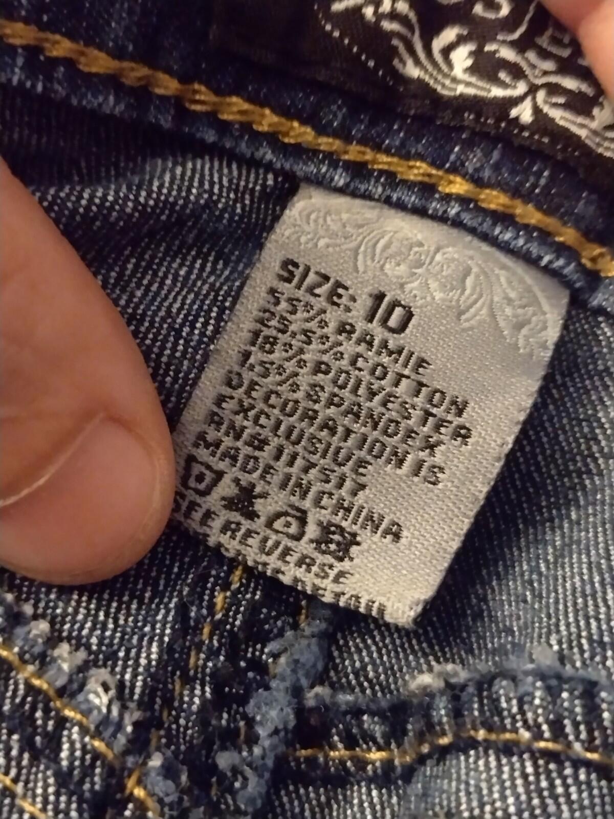 CosJeans Y2K Embroidered Rhinestone Denim Jeans Size 10 Missing Button