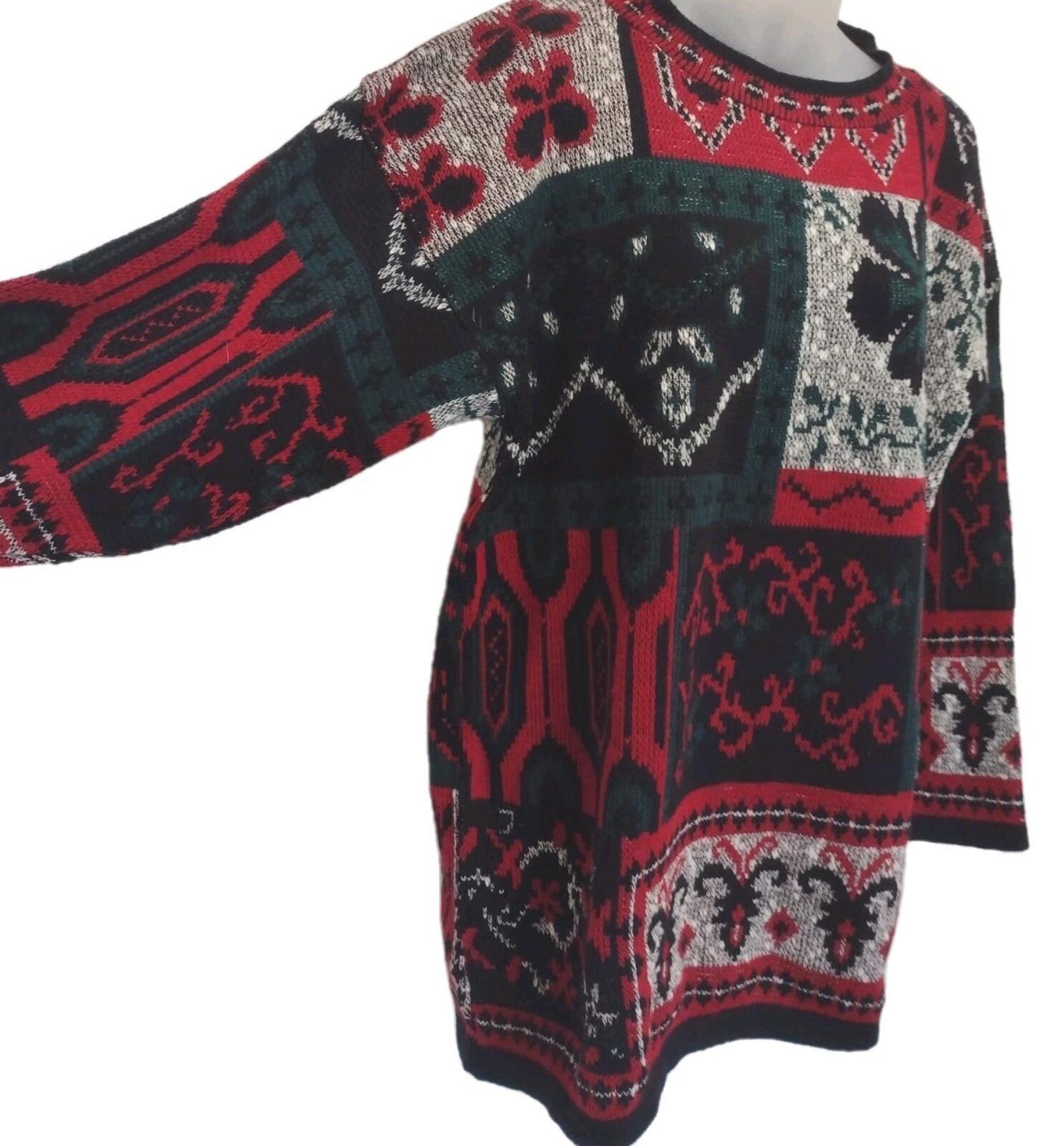 Vintage 80s Frascati USA Folk Clover Pattern Sweater Acrylic Women’s Size 40