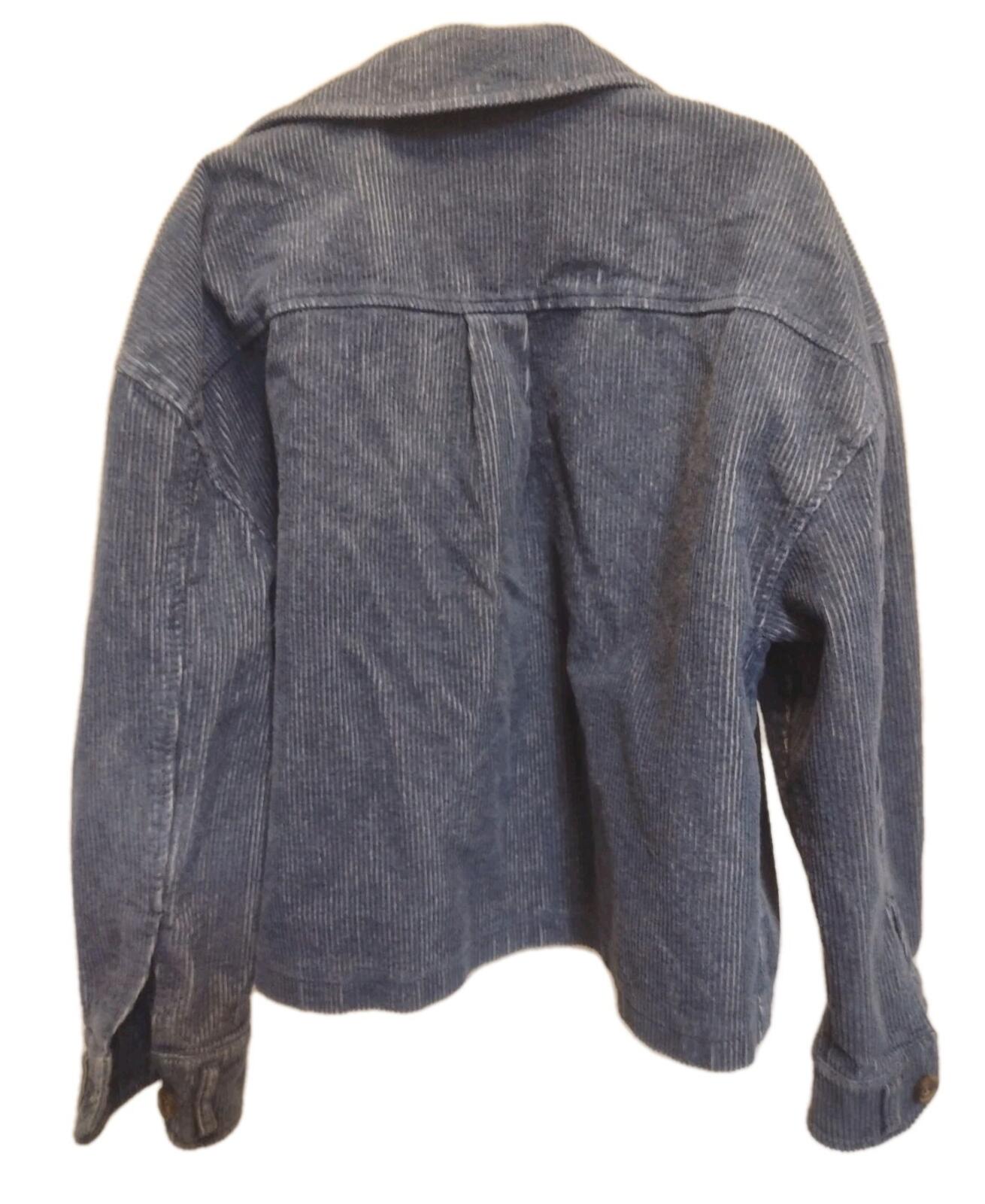 Avec Les Filles Cropped Corduroy Jacket L Shacket Blue Cute Cotton Top