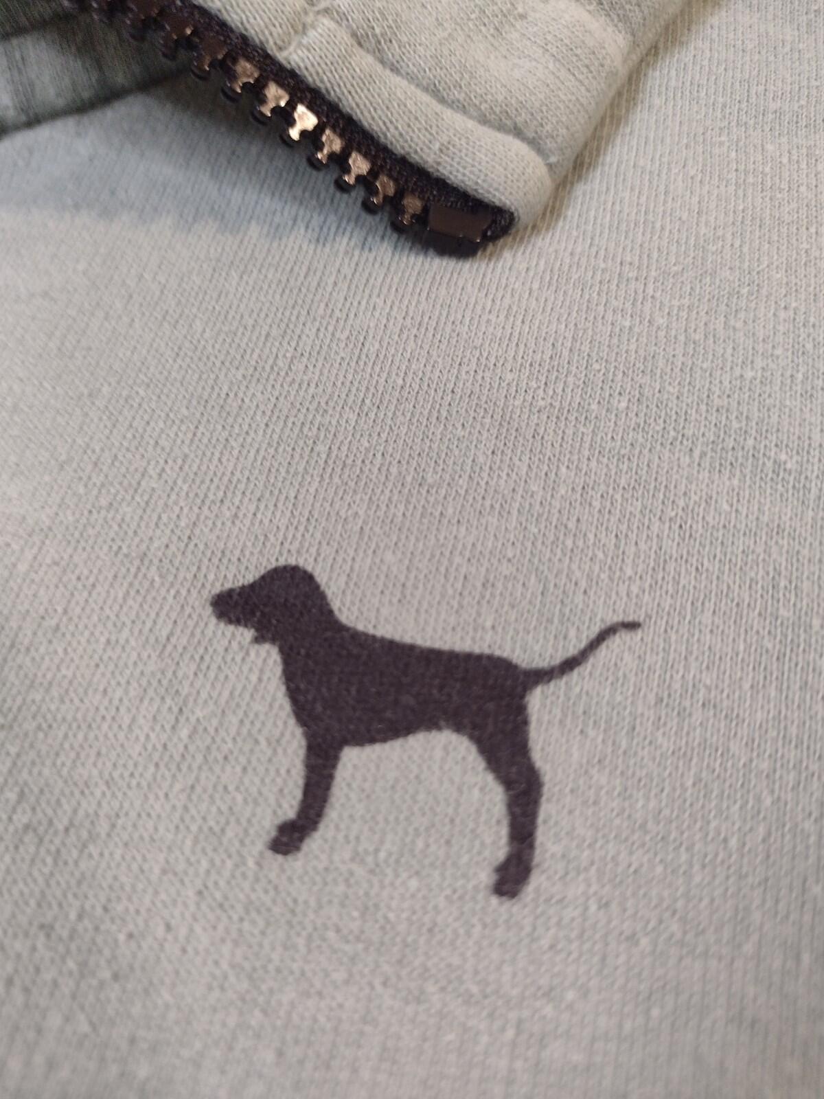 Y2K VS PINK Sweatshirt Sage Green Half Zip Cowl Neck Elastic Waist Dog Emblem M