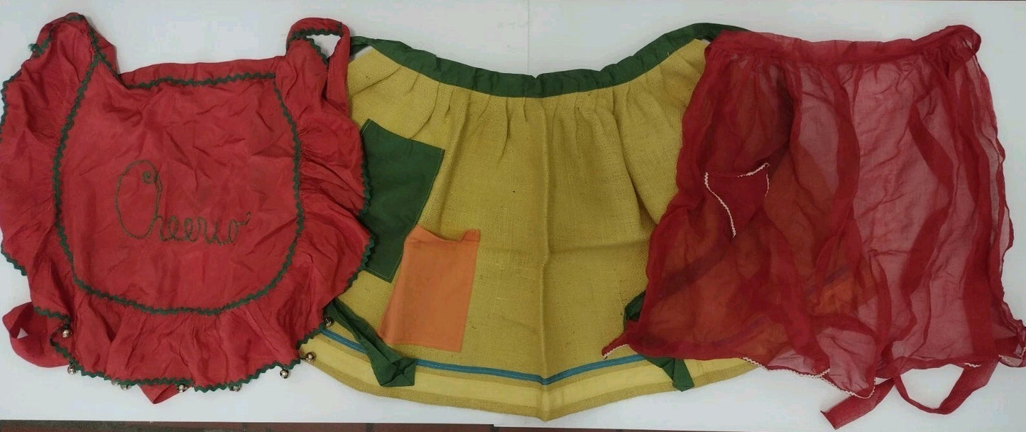 Vintage Handmade Seasonal Apron Lot Christmas Valentine Fall Burlap Hostess
