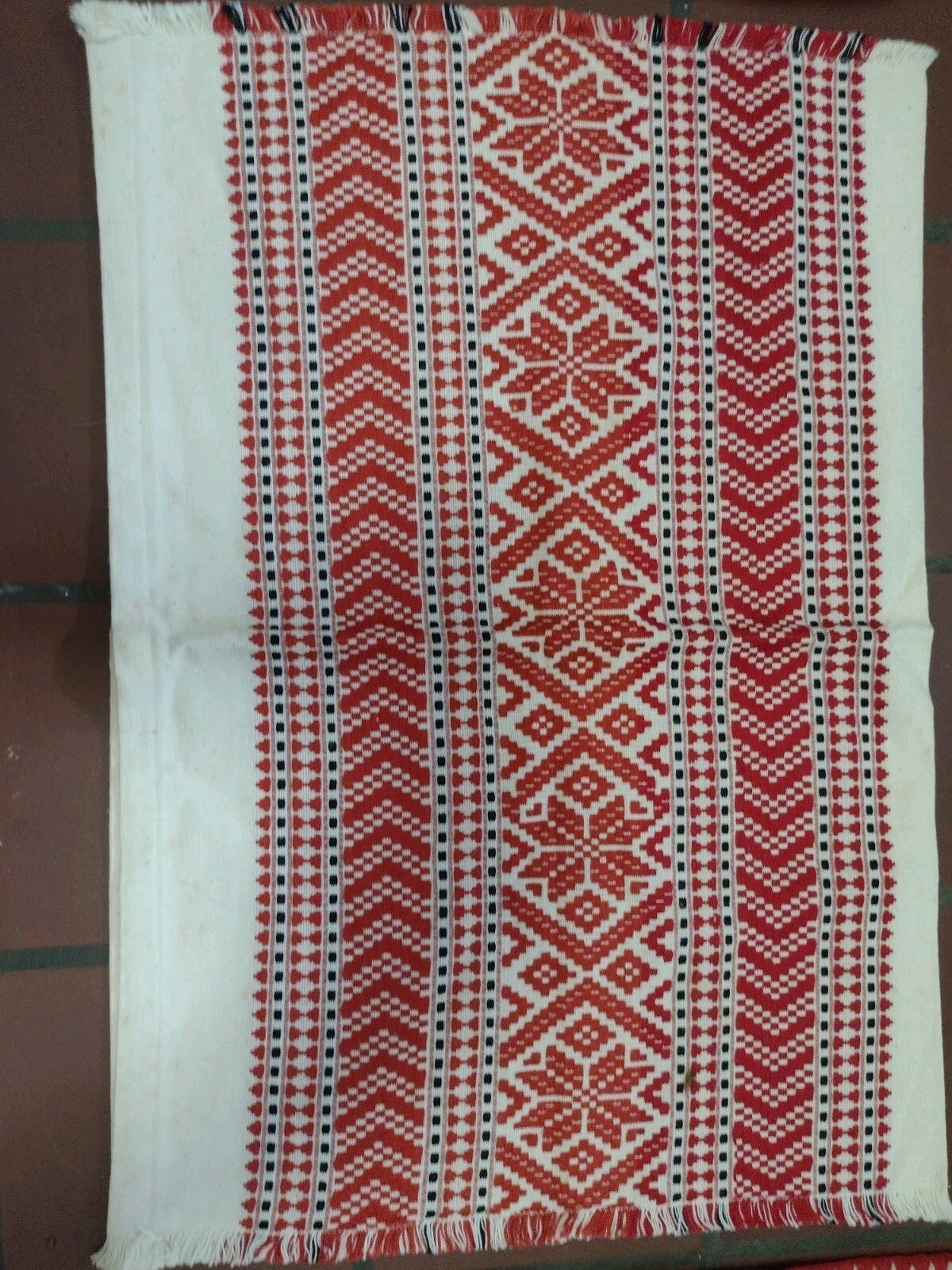 Vintage Folk Art Embroidered Linen Textile Lot Redwork Table Linens Pillow
