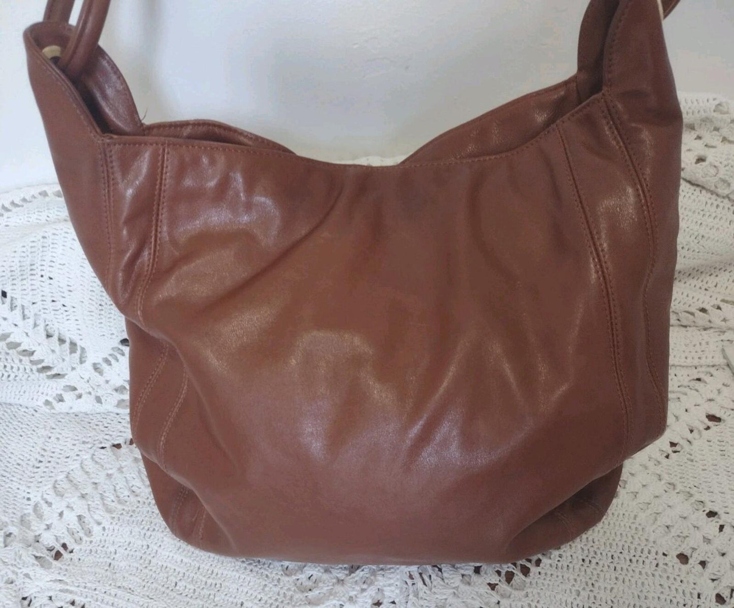 Cee Klein Genuine Leather Shoulder Bag Brown Gold Hardware Vintage Y2K