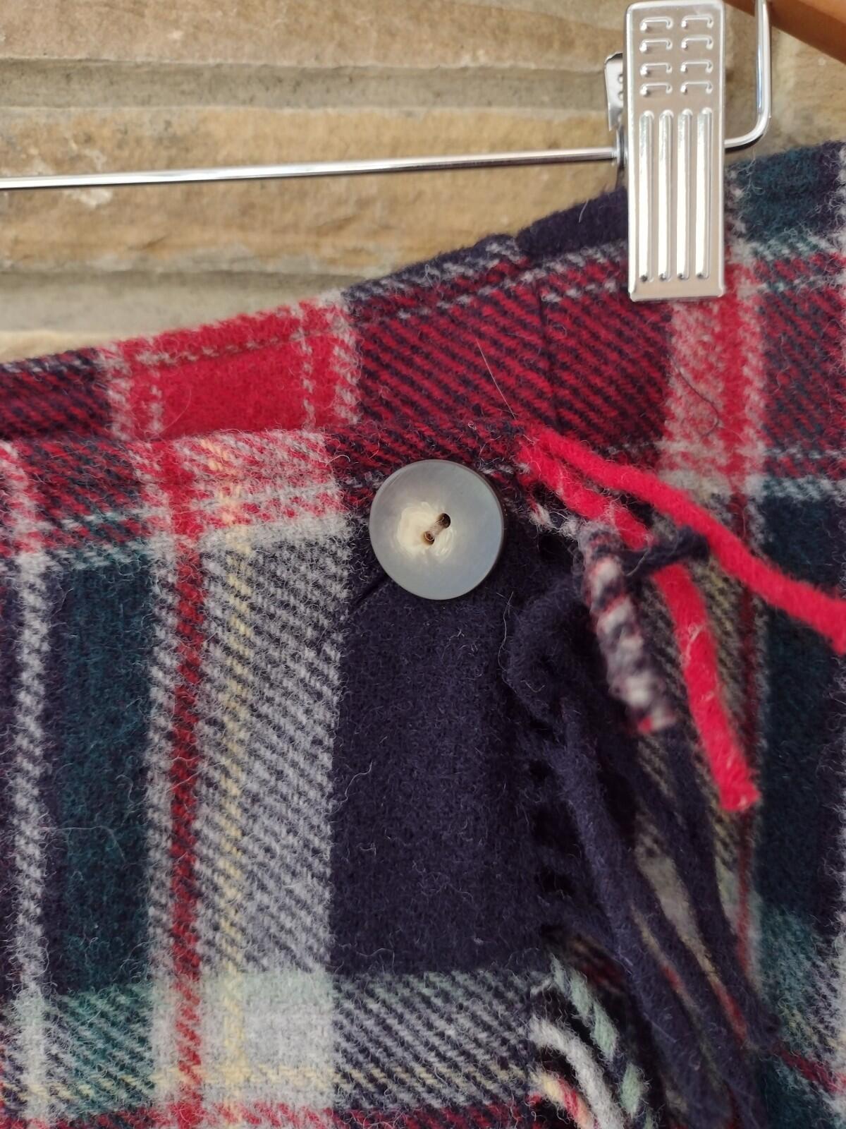 VTG 90s Eddie Bauer USA Wool Plaid Wrap Skirt Women’s Tall 20 Fringe