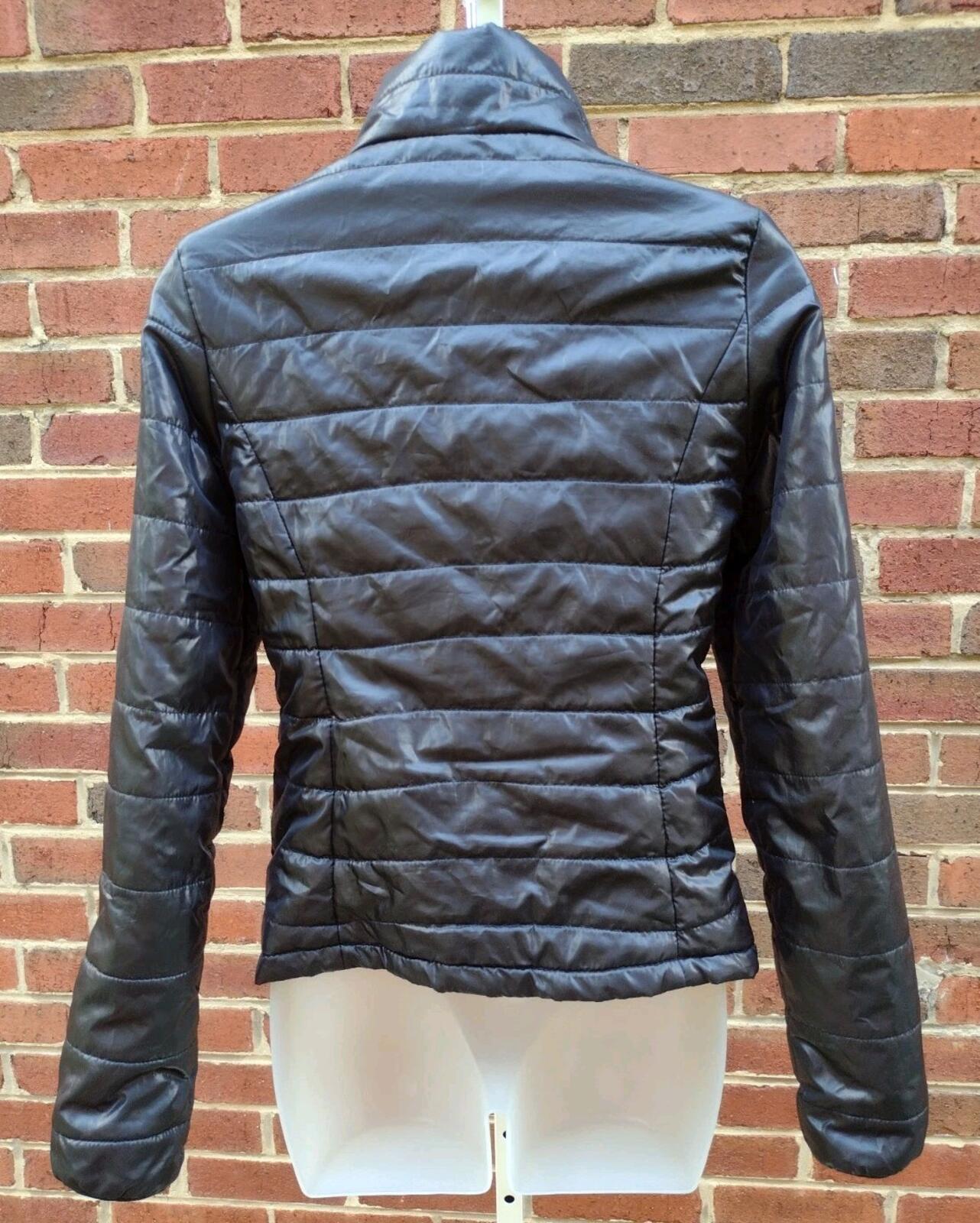 Aeropostale Black Puffer Jacket Womens S Small Full Zip Quilted Lightweight